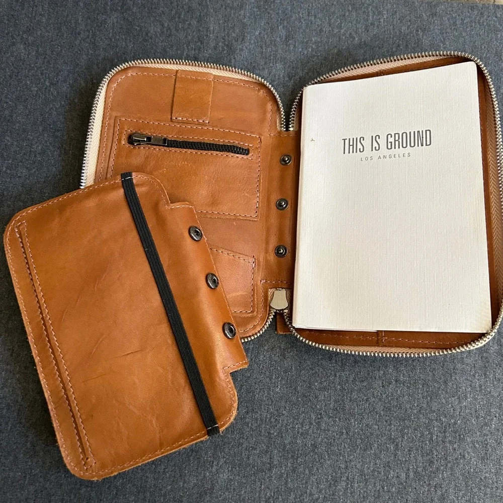 This Is Ground Mod Leather Organizer Toffee Brown Zip Case Insert Notebook